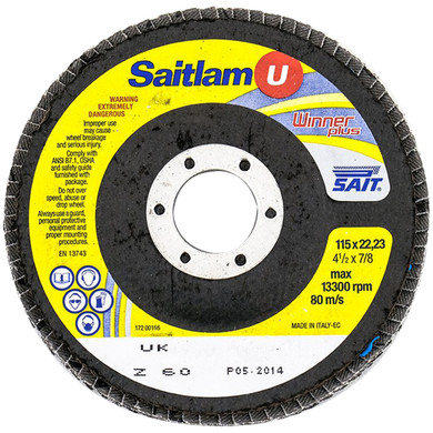 United Abrasives SAIT 73402 4x5/8 Saitlam U Winner Plus Type 29 General Purpose Zirconium Flap Discs 60 Grit, 10 pack