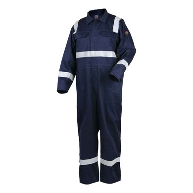 Black Stallion CF2216-NV Deluxe FR Cotton Coverall with 2" Reflective Tape, Navy, 3X-Large