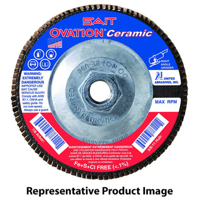 United Abrasives SAIT 78330 5x5/8-11 Ovation Ceramic Type 27 With Hub High Density Flap Discs 80 Grit, 10 pack
