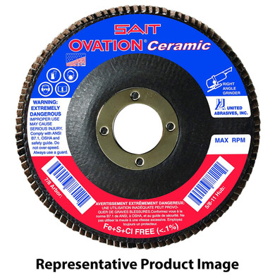 United Abrasives SAIT 78270 5x7/8 Ovation Ceramic Type 27 No Hub High Density Flap Discs 80 Grit, 10 pack