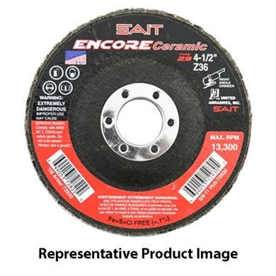 United Abrasives SAIT 72827 5x7/8 Encore Ceramic Type 29 No Hub High Performance Flap Discs 36 Grit, 10 pack