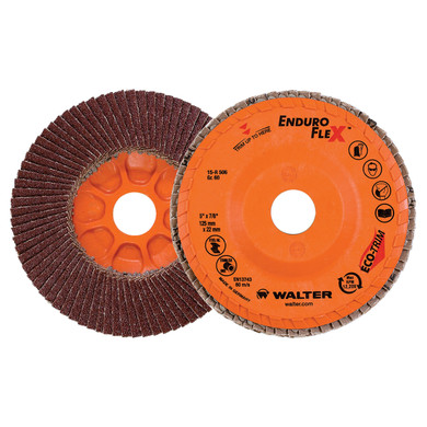 Walter 15R506 5x7/8 Enduro-Flex Flap Discs with Eco-Trim Backing 60 Grit Type 27, 10 pack