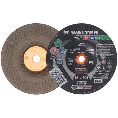 Walter 15L606 6x5/8-11 Flexcut Spin-On Grinding Wheels Contaminant Free Type 29S Grit 100, 25 pack