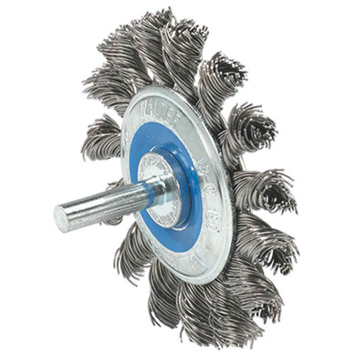 Walter 13C180 2-3/4x3/8 Mounted Wire Brush .02 Wheel with Knot Twisted Wire for Aluminum and Stainless Steel