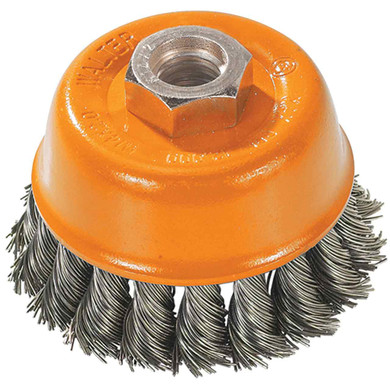 Walter 13F302 3" M14x2.0 Wire Cup Brush with Knot Twisted Wire .015 for Steel