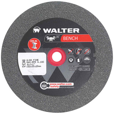 Walter 12E348 6x1x1 Bench Grinding Wheel for Steel Type 1 Grade 80 FINE