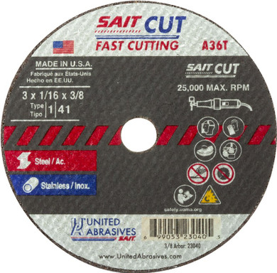 United Abrasives SAIT 23030 2-1/2x.035x3/8 A36T Fast Cutting Thin High Speed Cut-off Wheels, 100 pack