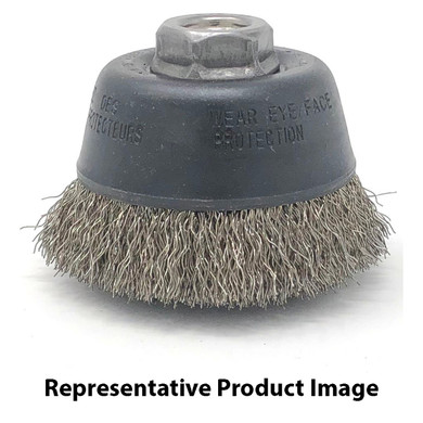 United Abrasives SAIT 03514 3-1/2x.014x5/8-11 Stainless Steel Small Cup Brush CRIMPED Wire, 6 pack