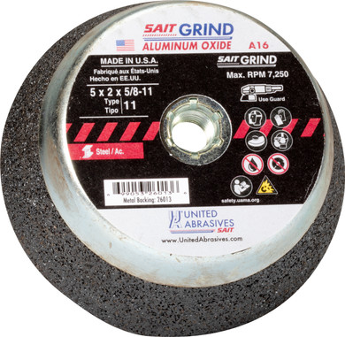 United Abrasives SAIT 26013 5x2x 5/8-11 A16 Metal Backed Tough Grinding General Purpose Cup Stones, 6 pack