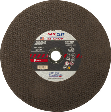 United Abrasives SAIT 24034 12x3/32x1 EZ-Chop Burr Free Metal Chop Saw Wheel, 10 pack