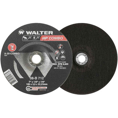 Walter 08B712 7x1/8x7/8 HP Combo High Performance Cutting Grinding Wheels Type 27 Grade A-30, 25 pack