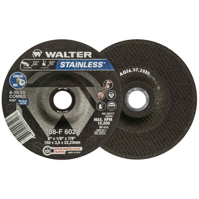 Walter 08F602 6x1/8x7/8 Stainless Superior Contaminant Free Cutting Grinding Wheels Type 27, 25 pack