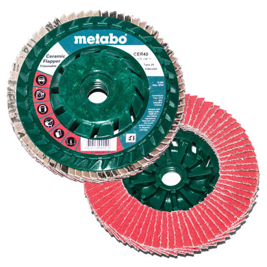 Metabo 629462000 6" x 5/8" - 11 Ceramic Flapper Trimmable Abrasives Flap Discs 60 Grit, 5 pack