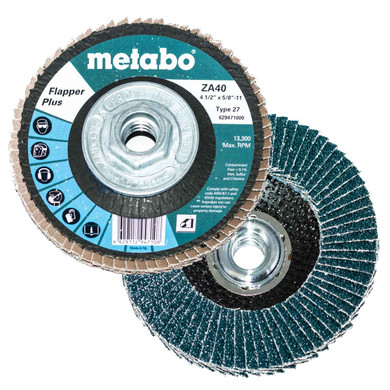 Metabo 629411000 4.5" x 5/8" - 11 Flapper Plus Abrasives Flap Discs 80 Grit, 5 pack