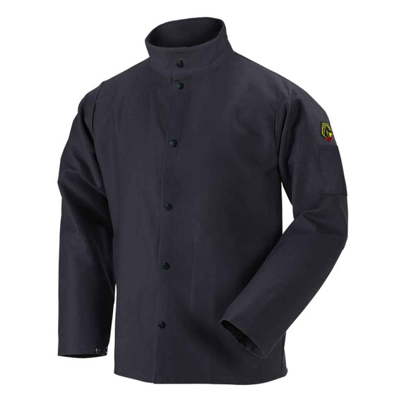 Black Stallion FBK9-30C Flame-Resistant Cotton Welding Jacket, Black, Medium