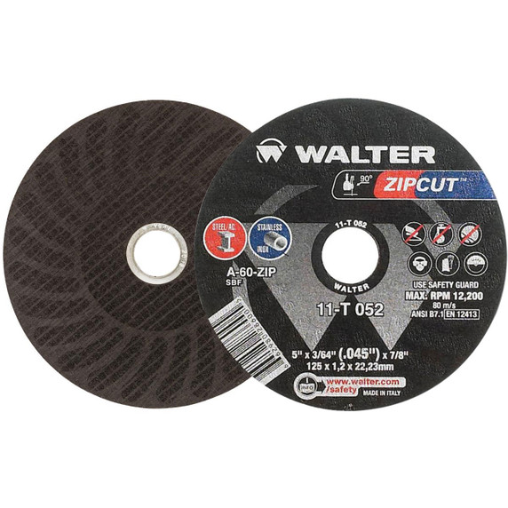 Walter 11T052 5x3/64x7/8 ZIPCUT Cut-Off Wheels for Angle Grinder Type 1 A60 Grit, 25 pack