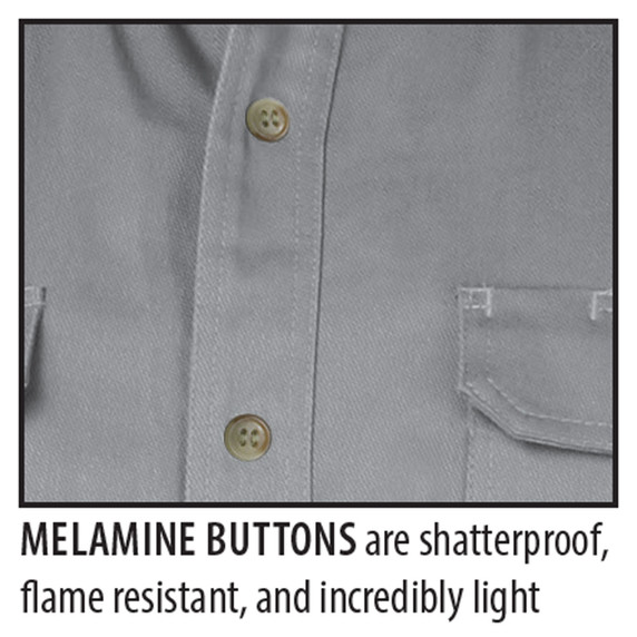 Black Stallion WF2110-GY FR Cotton Work Shirt, NFPA 2112 Arc Rated, Gray, Large