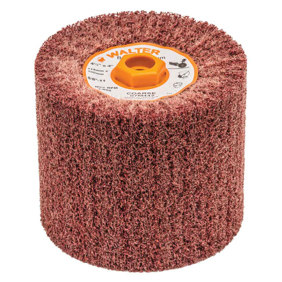 Walter 07M442 4-1/2x4x5/8-11 Blendex Drum Line-Mate Surface Conditioning and Linear Finishing Coarse