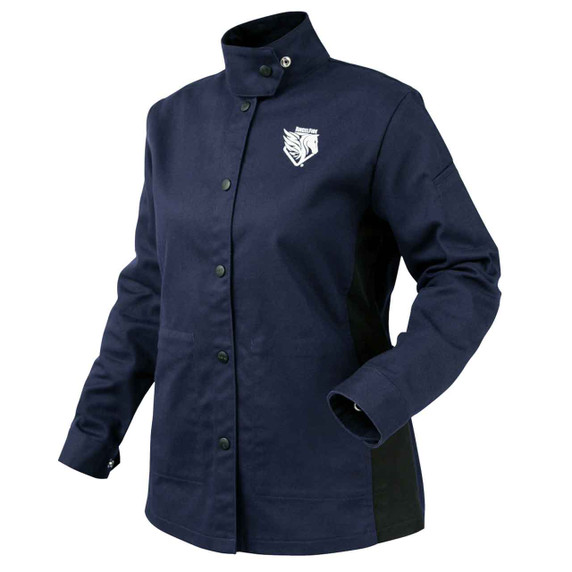 Black Stallion JF1015-NB AngelFire Women's FR Cotton Welding Jacket, Navy & Black, Medium
