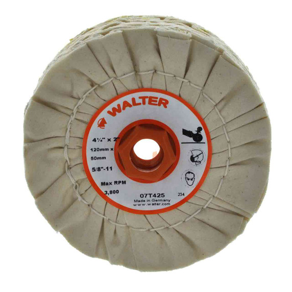 Walter 07T425 4-1/4x2x5/8-11 Line-Mate Multi-Ply Cotton Drum for Buffing, Cleaning, Polishing