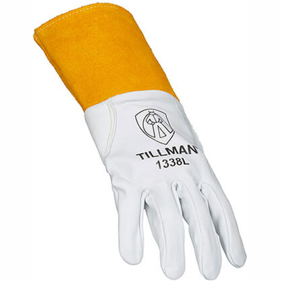 Tillman 1338 Top Grain Goatskin TIG Welding Gloves, Unlined with 4" Cuff, Large
