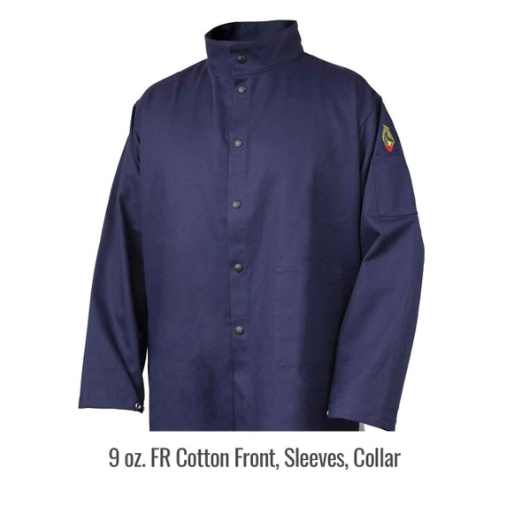 Black Stallion JF1625-NG Stretch-Back FR Cotton Welding Jacket, Navy/Gray, 2X-Large