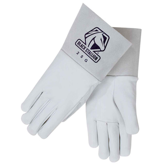 Black Stallion 25G Pearl White Grain Goatskin TIG Gloves, Small