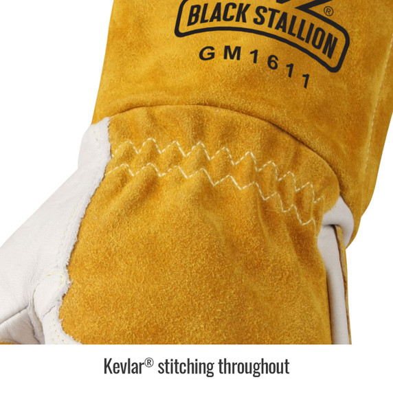 Black Stallion GM1611-WT Cowhide MIG Glove with Reinforced Palm & Thumb, Small