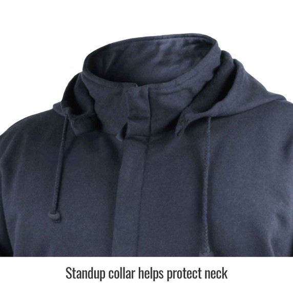 Black Stallion JF3530-NV AR/FR Cotton Full-Zip Hooded Sweatshirt, Navy, Medium