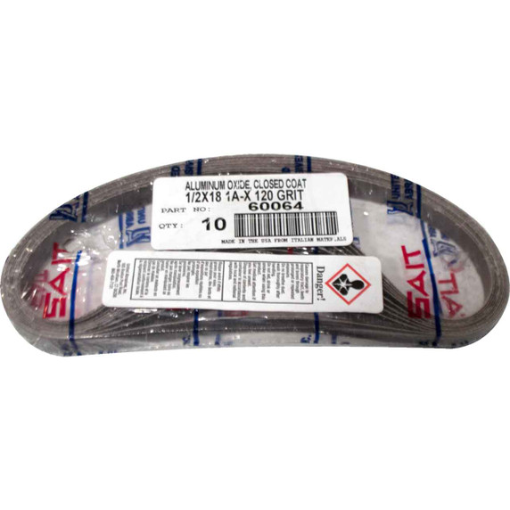 United Abrasives SAIT 60064 1/2x18 Quick Ship 1A-X Aluminum Oxide File Sander Belt, 120 Grit, 10 pack