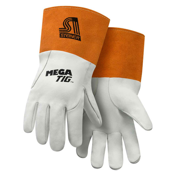 Steiner 0230 MegaTIG Premium Kidskin TIG Welding Gloves With Rest Patch, ThermoCore Foam Lined Back, Long Cuff, Medium