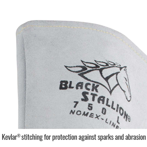 Black Stallion 750 Pearl White Elkskin Stick Glove with Nomex Lined Back, Medium
