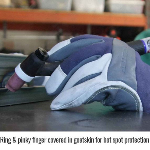 Black Stallion TIGster T50 Premium Grain Goatskin & FR Cotton TIG Welding Glove, Large