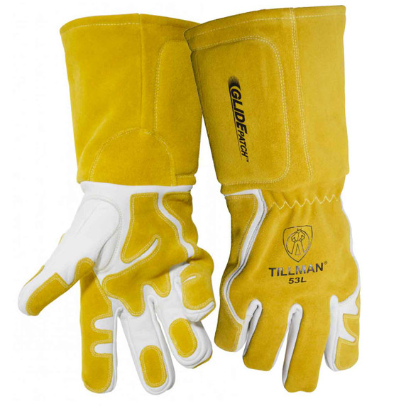 Tillman 53 Grain/Split Cowhide MIG Gloves, Glide Patch, 5-1/2" Cuff, Medium