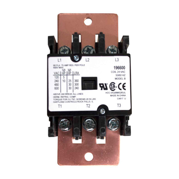 Miller 196600 Contactor, Def Prp 60A 3P 24Vac Coil w/Links