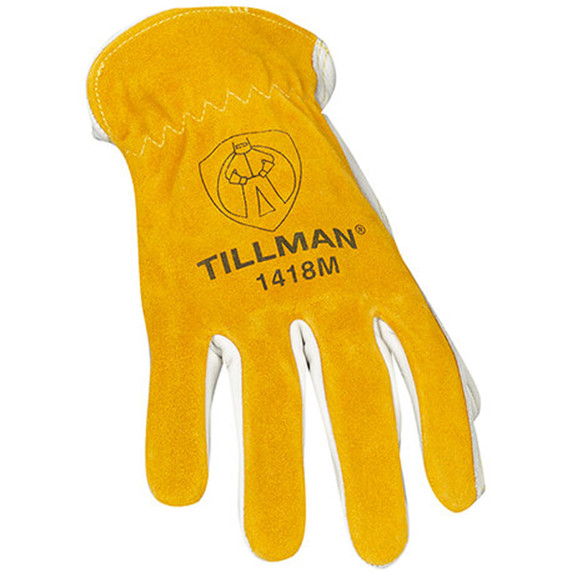Tillman 1418 Top Grain & Split Cowhide Drivers Gloves with Reinforced Palm, Medium
