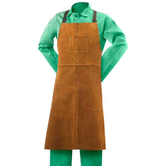 Steiner 92166 24"W X 42"L Leather Bib Apron with Adjustable Crossed Back