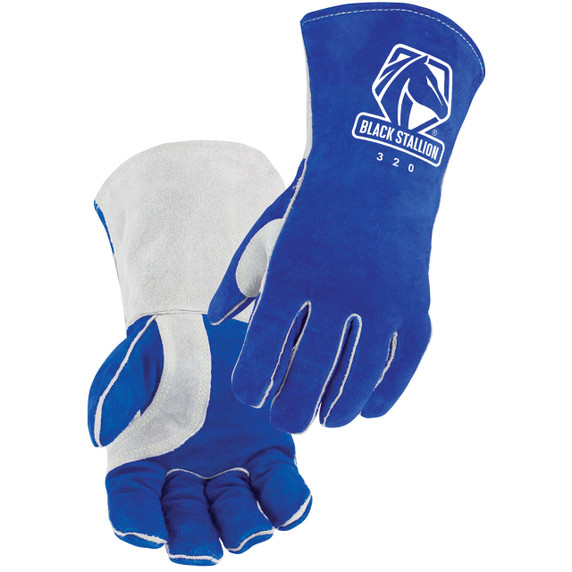 Black Stallion 320 Side Split Cowhide Stick Gloves with CushionCore Liner, X-Large