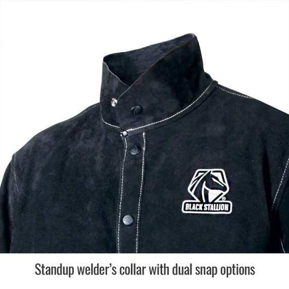 Black Stallion JL1030-BB Color Block Leather Welding Jacket, Medium