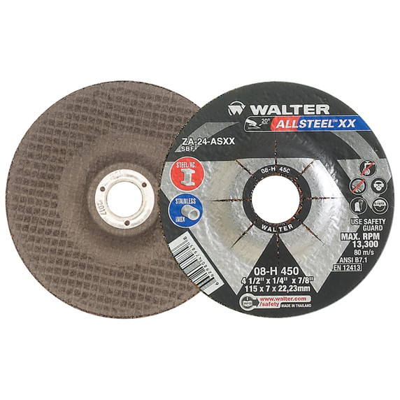 Walter 08H450 4-1/2x1/4x7/8 Allsteel XX High Performance Grinding Wheels Type 27, 25 pack