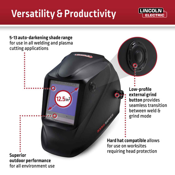 Lincoln Electric K3100-4 VIKING 3350 Auto Darkening Welding Helmet with 4C Lens Technology, Motorhead