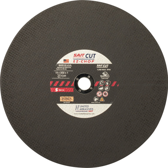 United Abrasives SAIT 24039 14x3/32x1 EZ-Chop Burr Free Metal Chop Saw Wheel, 10 pack