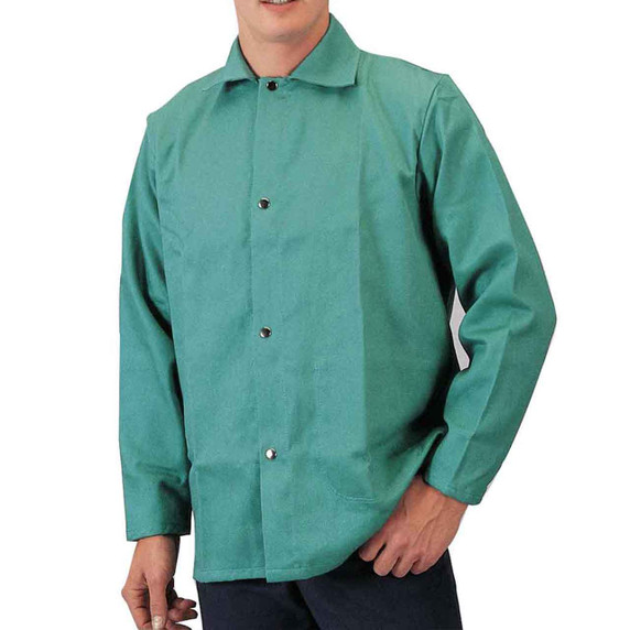 Tillman 6230 36" 9 oz. Green FR Cotton Welding Jacket, 4X-Large