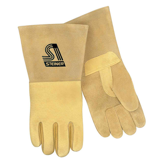 Steiner P750 Pigskin MIG Stick Welding Gloves, Unlined Palm, Thermocore Foam Back, Long Cuff, Large