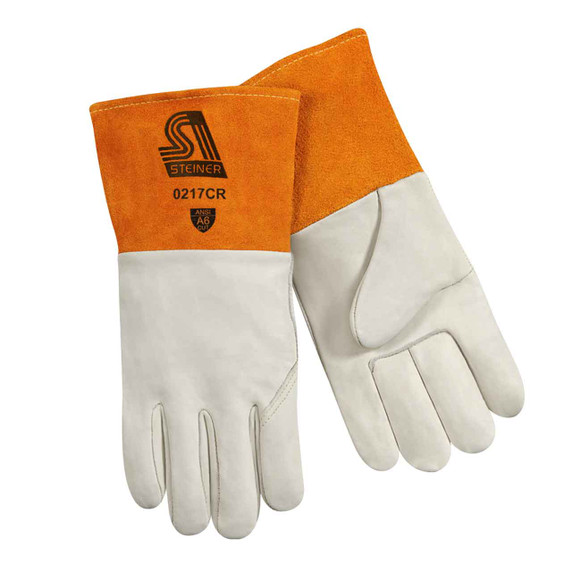 Steiner 0217CR Premium Grain Cowhide MIG Welding Gloves, Cut Resistant, Long Cuff, Medium