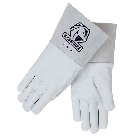 Black Stallion 25G Pearl White Grain Goatskin TIG Gloves, Medium