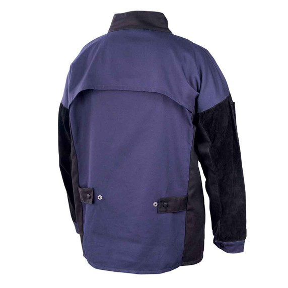 Black Stallion JH1016-NB BSX FR Cotton & Cowhide Hybrid Welding Jacket, Navy & Black, Large