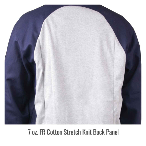Black Stallion JF1625-NG Stretch-Back FR Cotton Welding Jacket, Navy/Gray, Medium