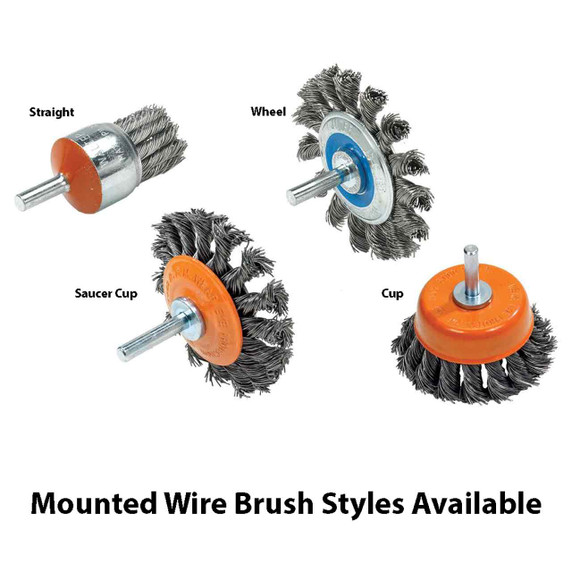 Walter 13C070 1-1/8" Mounted Wire Brush .02 Straight with Knot Twisted Wire for Aluminum and Stainless Steel