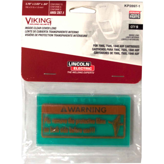 Lincoln Electric KP2897-1 Viking Helmet Inside Lens for 700G/1840 Helmet, 5 pack
